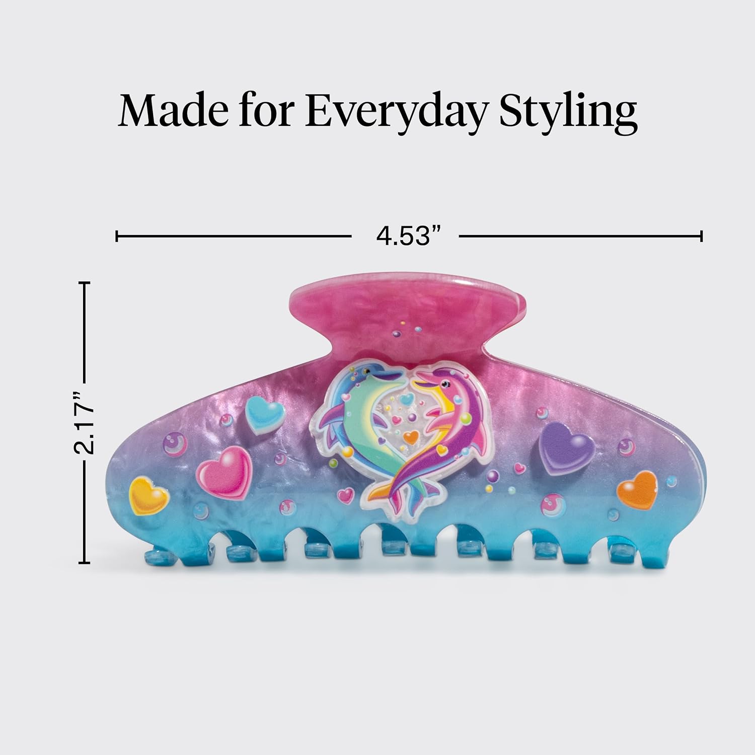 Detalle de Lisa Frank x Kitsch Dancing Dolphins Glitter Hair Claw Clip, Recycled Acrylic