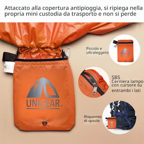 Detalle de Unigear Coprizaino Antipioggia 10–90 L – Protezione affidabile per zaini in viaggio, trekking e ciclismo