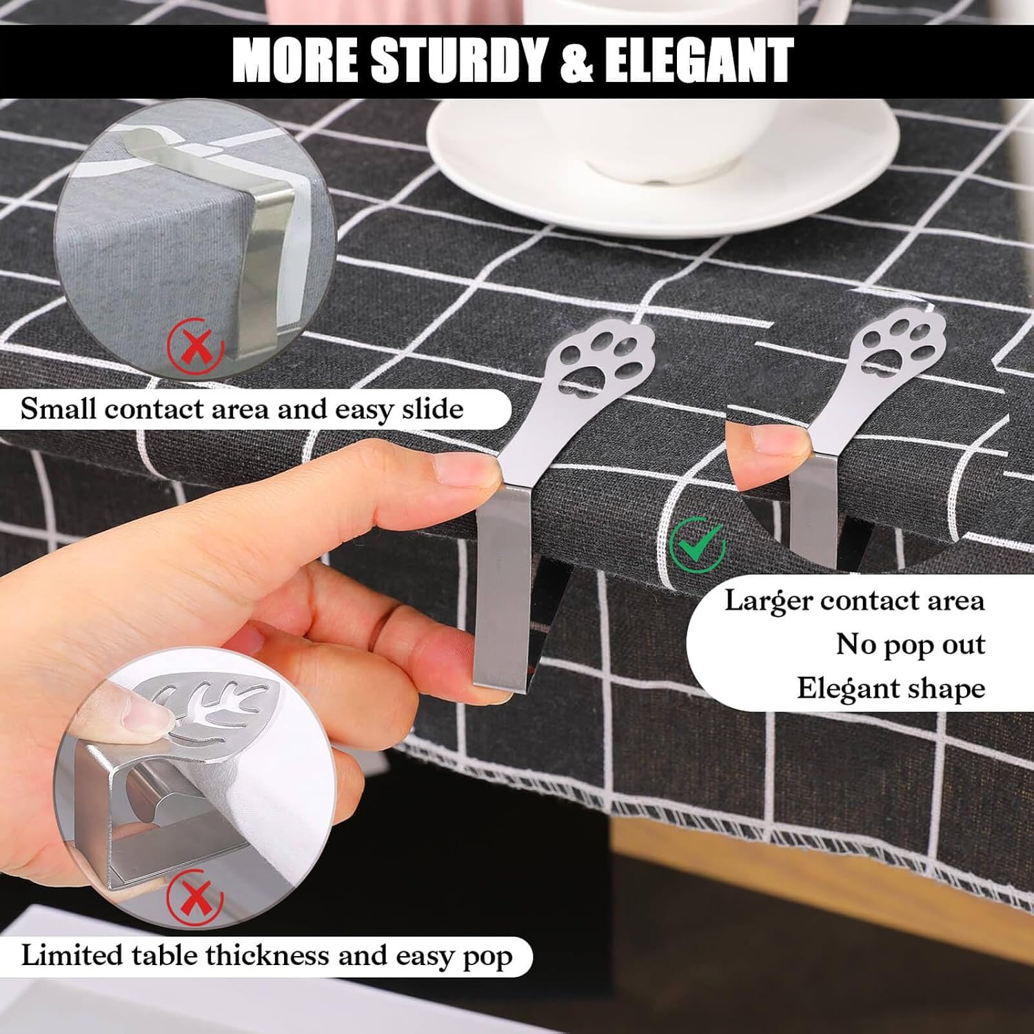 Detalle 2 de CUNGLIN Tablecloth Clips 10 Pack: Claw-Shape, Heavy-Duty Stainless Steel for Outdoor Tables