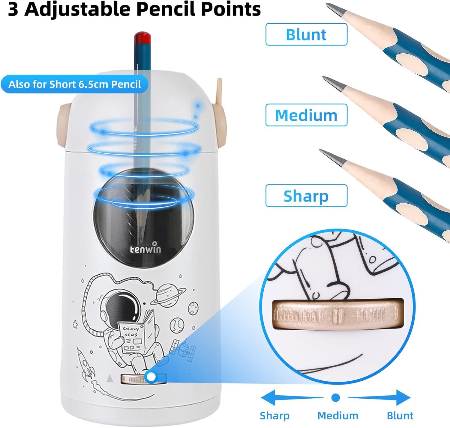 Detalle de tenwin automatic pencil sharpener, 2000mAh
