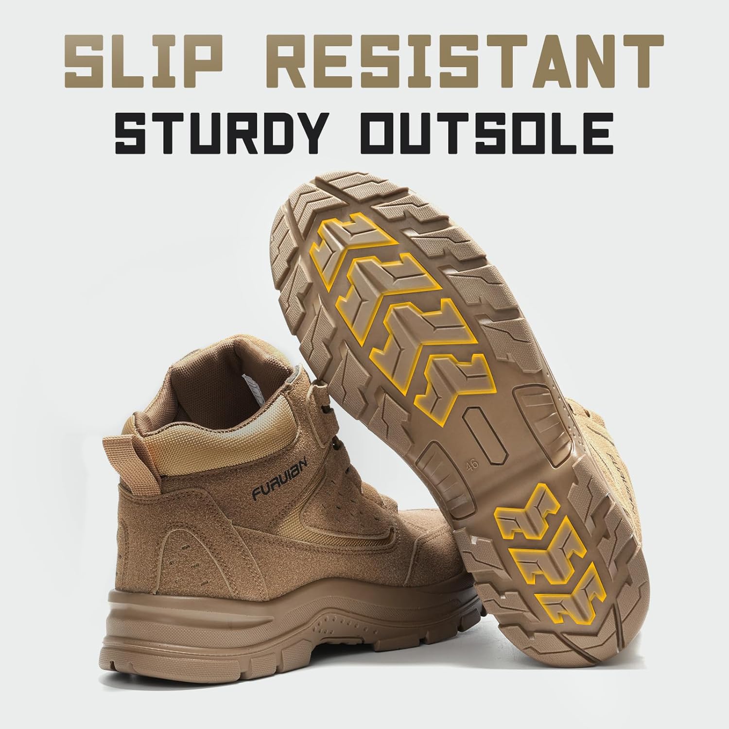 Thumbnail 3 de Furuian Steel Toe Boots Comfortable Slip Resistant Work Boots 👢