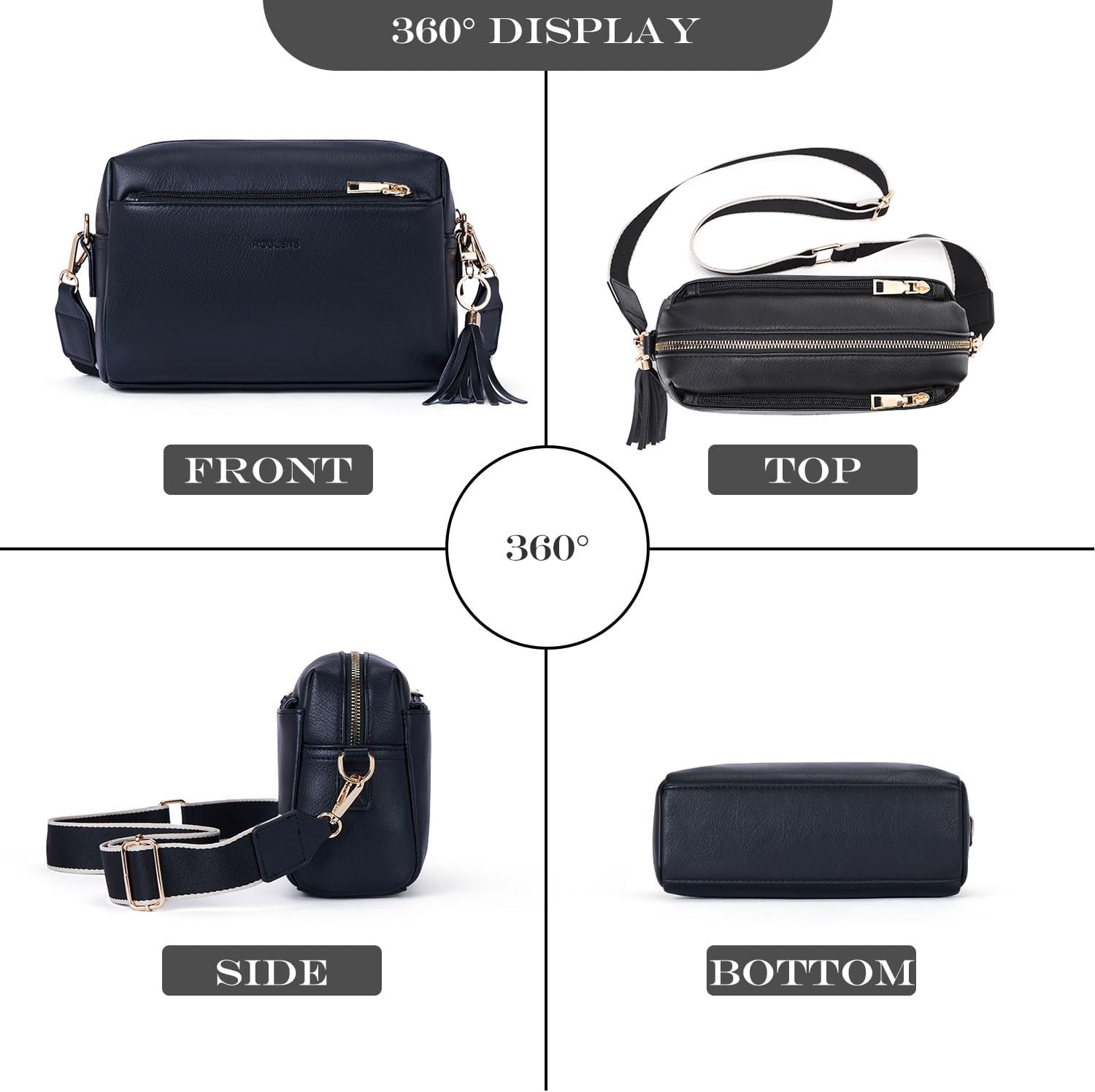 Thumbnail 5 de Roulens Small Crossbody Bag with 3 Zip Compartments — Vegan Leather Phone Bag for Women