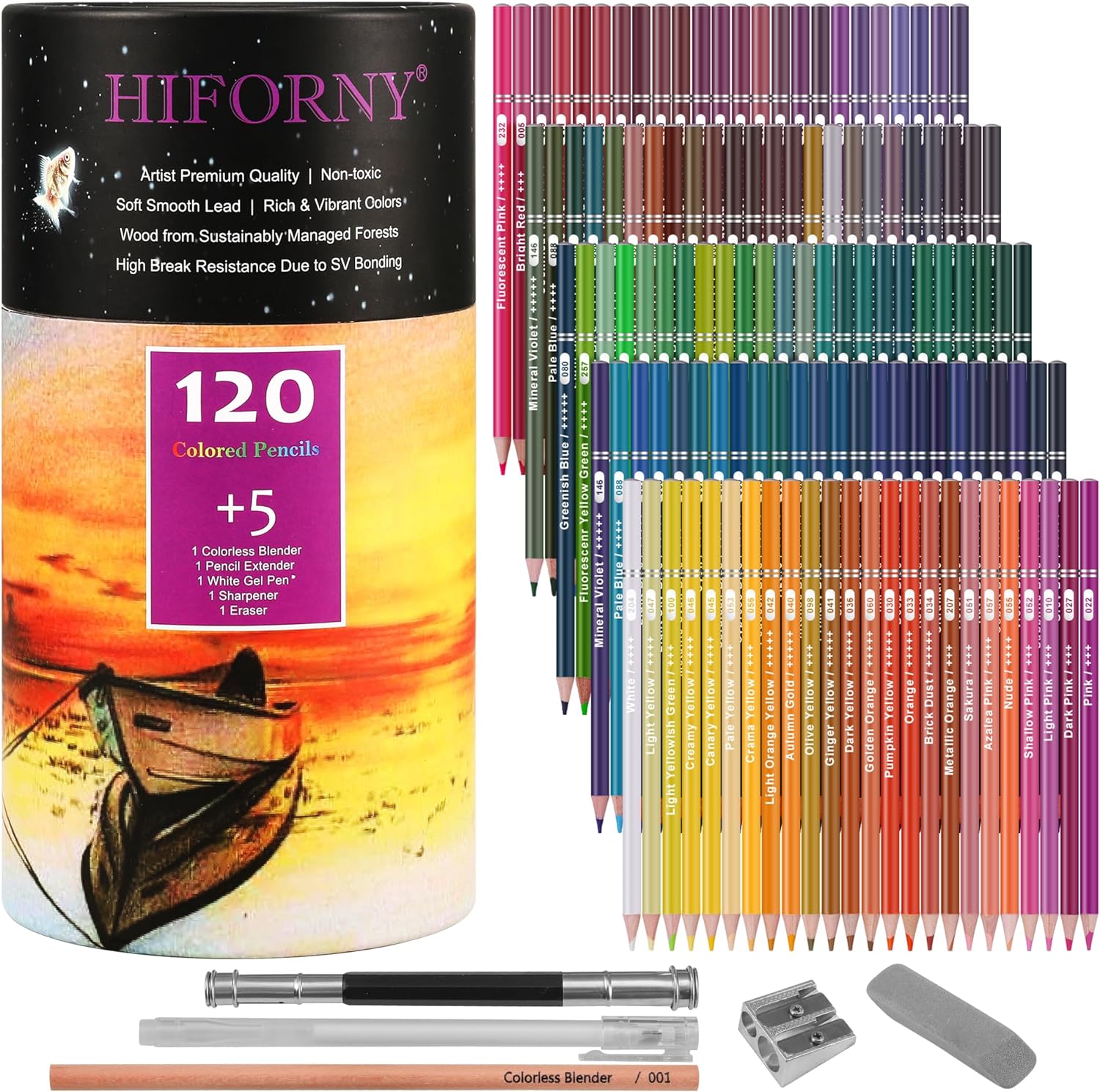 Detalle de HIFORNY Set di 125 matite colorate per adulti: completezza per disegno e illustrazione