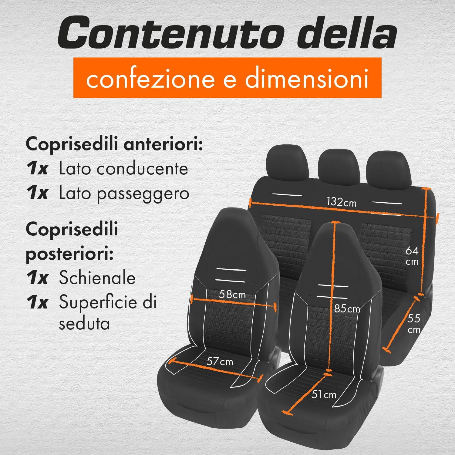 Thumbnail 6 de Upgrade4cars Coprisedili Auto Universale con Poggiatesta Integrato Nero Bianco