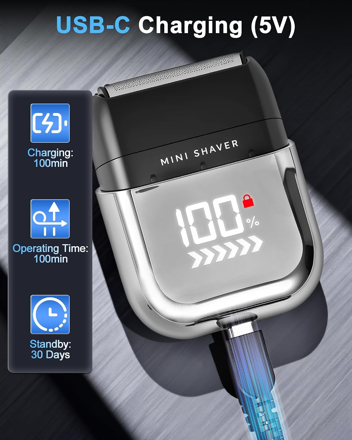 Thumbnail 3 de Lizoak elektrisch scheerapparaat met IPX7, drie scheerbladen en USB-C