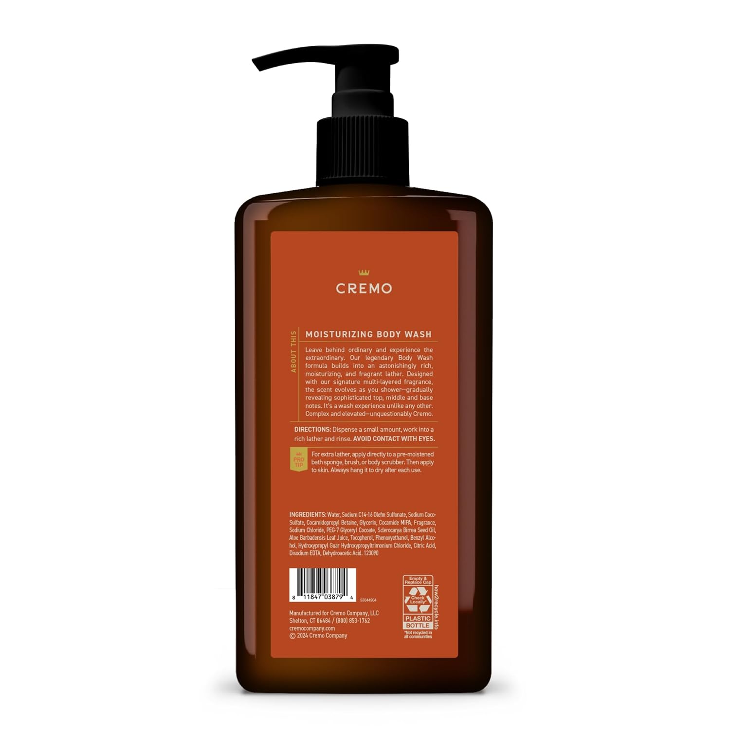Detalle 1 de Cremo Golden Amber Body Wash for Men, 32 fl oz, Moisturizing Rich Lather