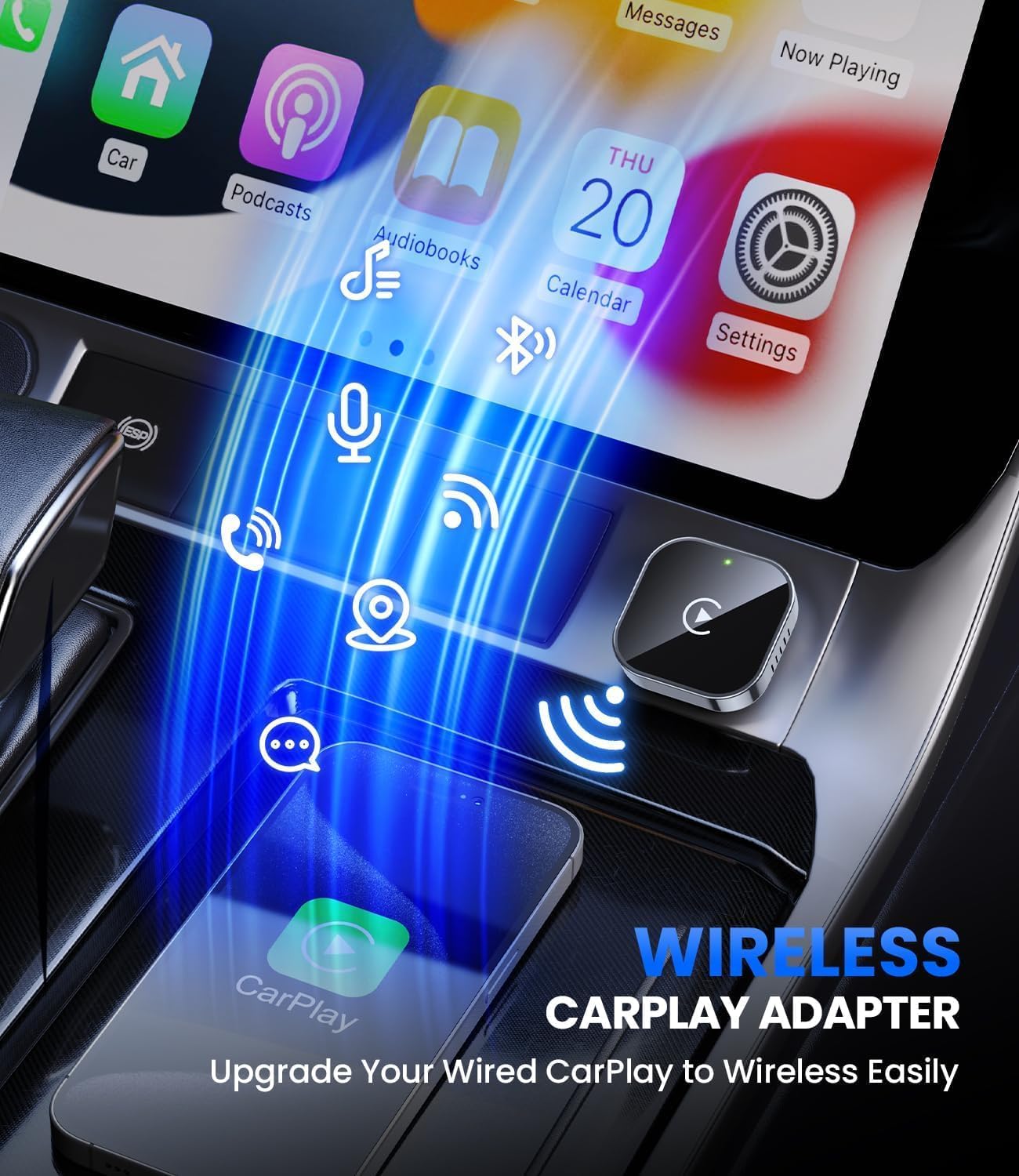 Detalle de MZU Adattatore Wireless CarPlay per iPhone (Upgrade plug & play con USB/Type-C)