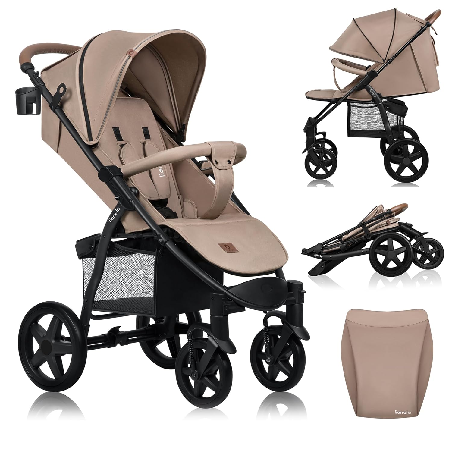 Lionelo Annet Plus Buggy ab Geburt bis 22 kg mit flacher Liegefunktion und XXL-Verdeck