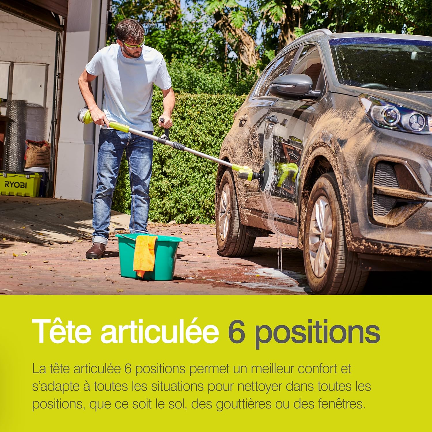 Thumbnail 6 de Ryobi R18TPS-120G Brosse Rotative télescopique 18V ONE+ — Nettoyage Multi-Surfaces en Hauteur (1,4 m)
