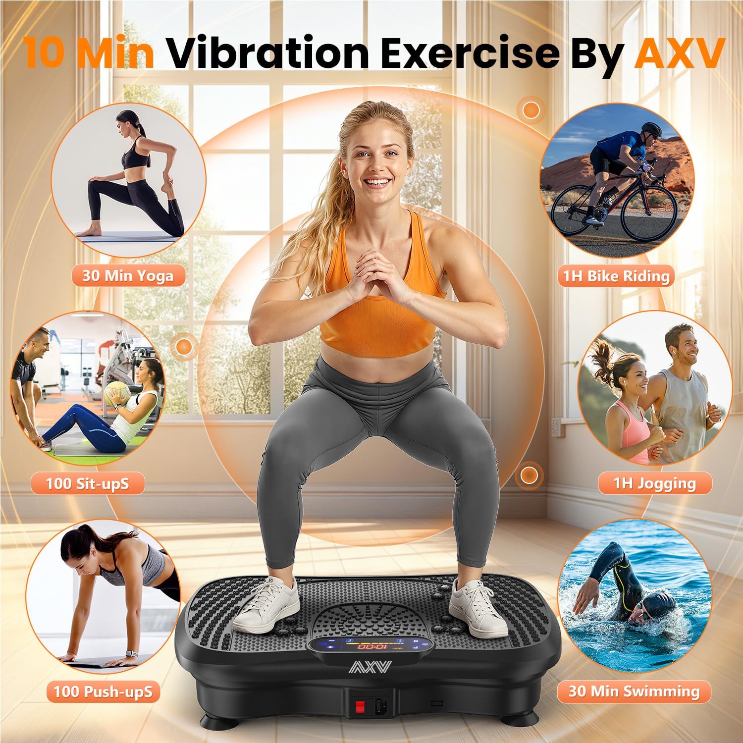 Thumbnail 1 de AXV Vibrating Exercise Plate for Full-Body Fitness (with Remote Control & Resistance Bands)