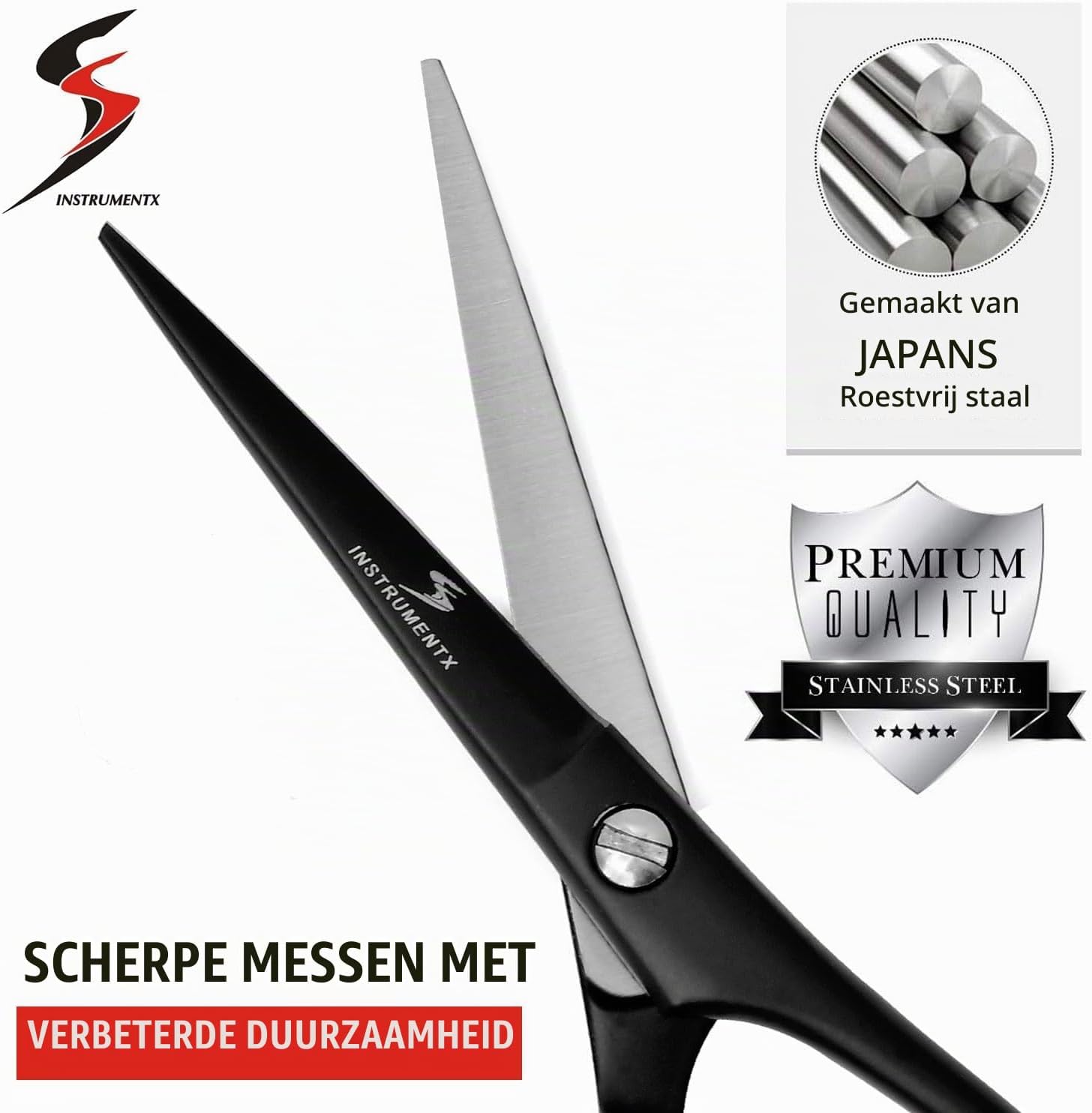 Detalle 2 de SS INSTRUMENTX P8 baard- en snorschaar van roestvrij staal, zwart, 11,4 cm