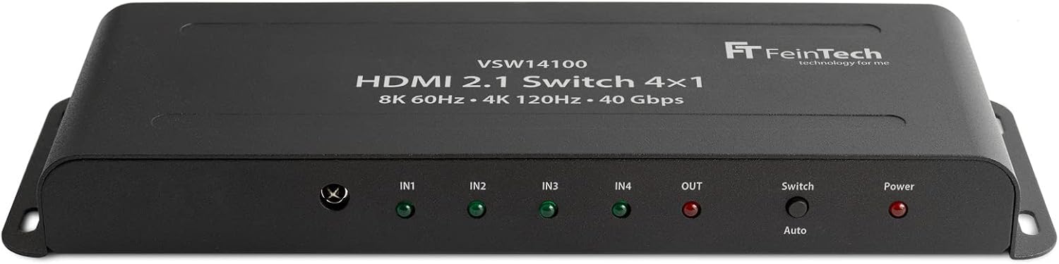 Detalle de FeinTech VSW14100 – przełącznik HDMI 2.1, 4 wejścia, 4K 120 Hz i 40 Gb/s