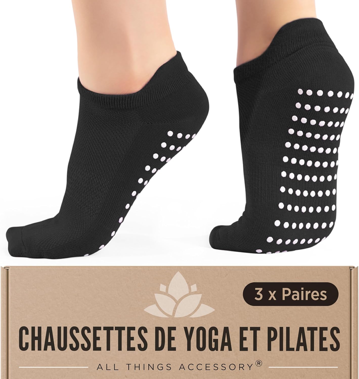 Detalle 2 de All Things Accessory - Chaussettes de yoga antidérapantes 3 paires