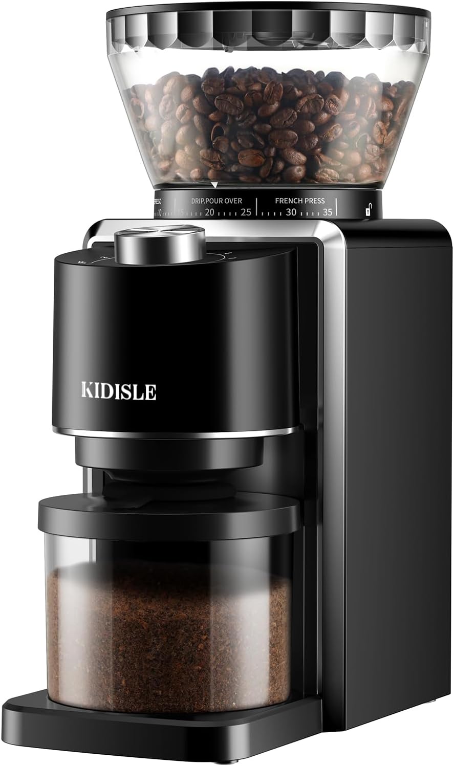 Detalle de KIDISLE Coffee Grinder 35 Settings, 2–12 Cups