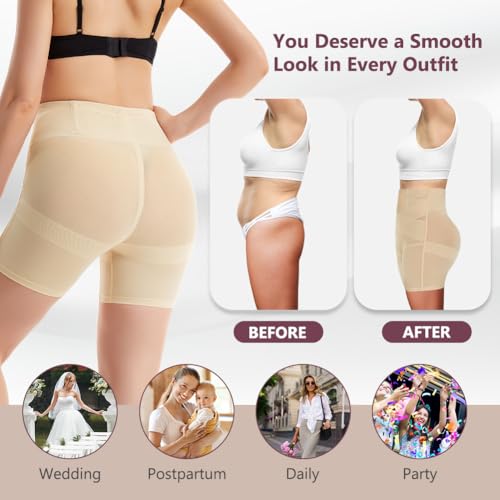 Detalle de DiULi Braga Faja Reductora Mujer, Braga Faja sin Costuras y Braguitas Moldeadoras para Postparto (Color Piel-M)