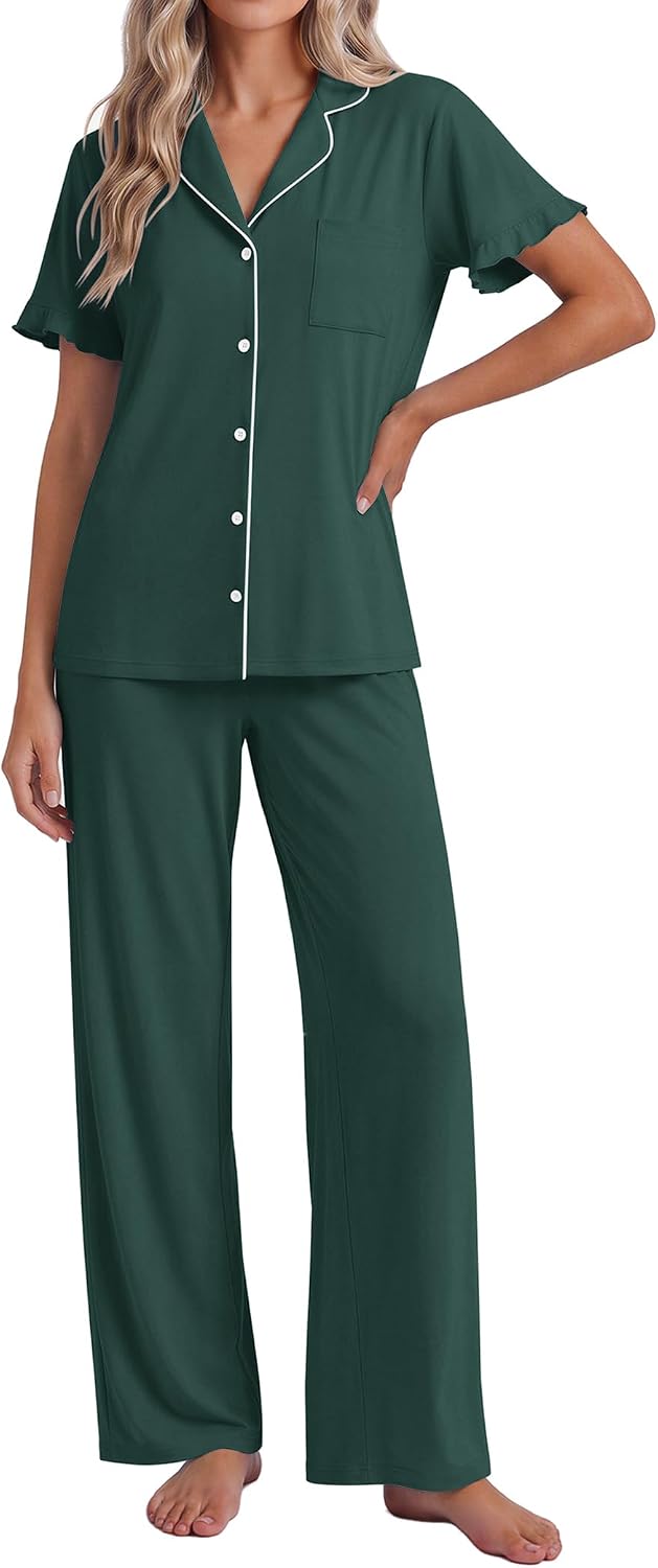 Detalle de Ekouaer Women's Pajama Set, Polyester Blend