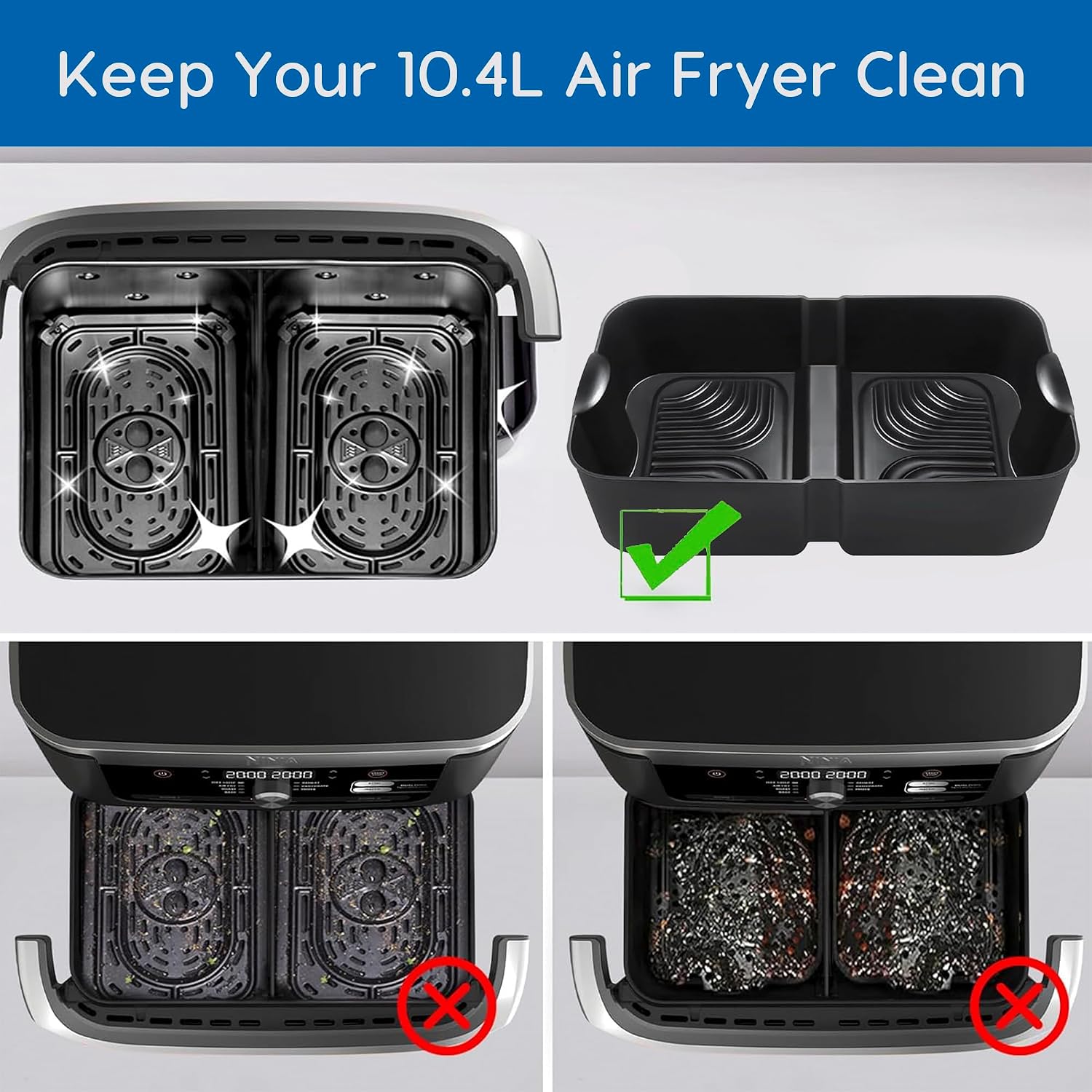 Thumbnail 3 de Pietuley Af500uk liners silikonformar för airfryer, 3 delar för Ninja AF500EU