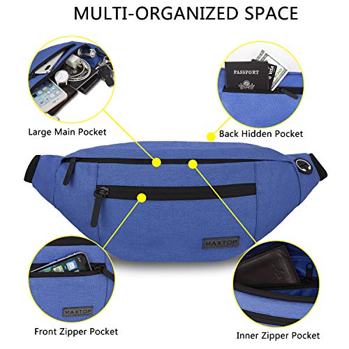 Thumbnail 2 de MAXTOP riñonera unisex con conector para auriculares, 4 bolsillos y cinturón ajustable