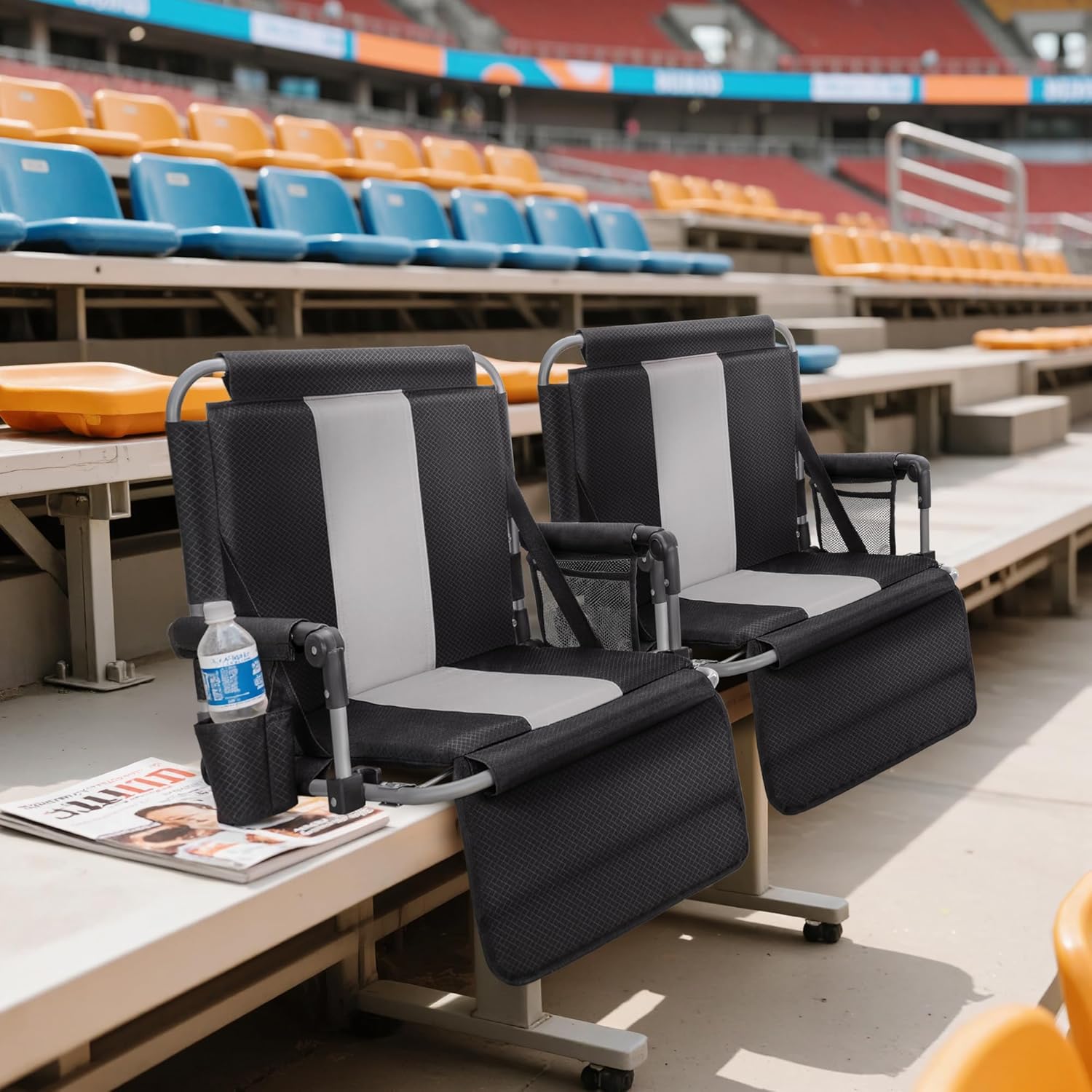 Thumbnail 1 de LET'S CAMP Folding Stadium Seat Bleacher Chair with Cup Holder, Mesh Bag and Hide Hooks
