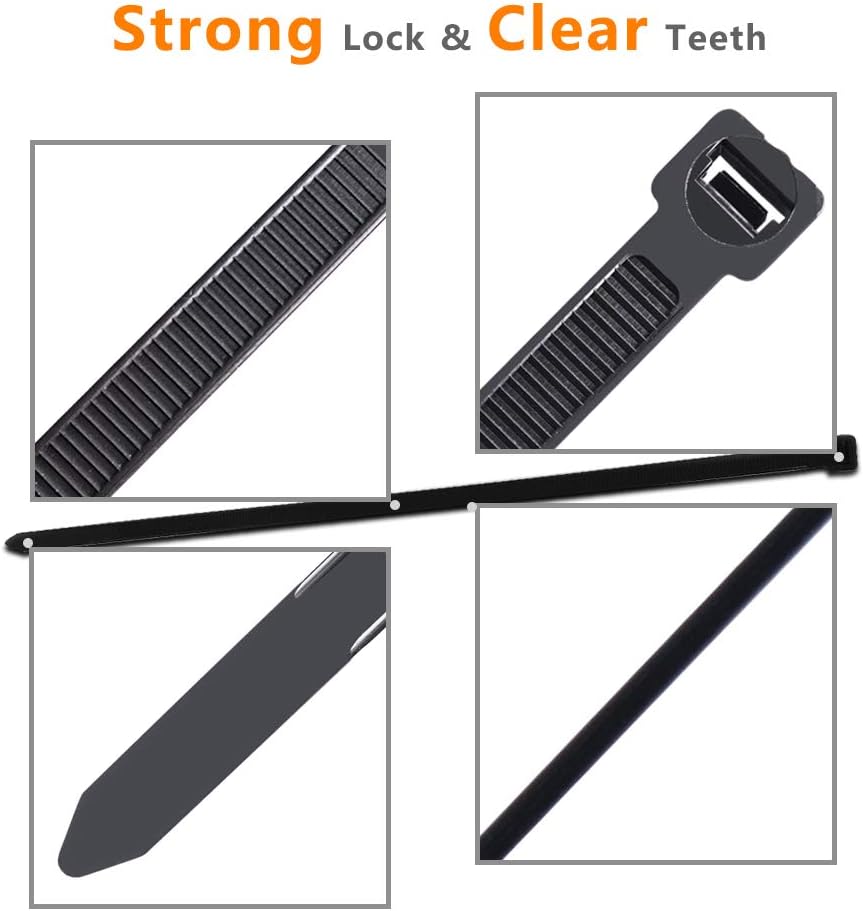 Thumbnail 3 de Cable Ties Black, 300mm x 7.6mm, 70 kg – Heavy Duty Nylon Zip Ties (100 Pieces)