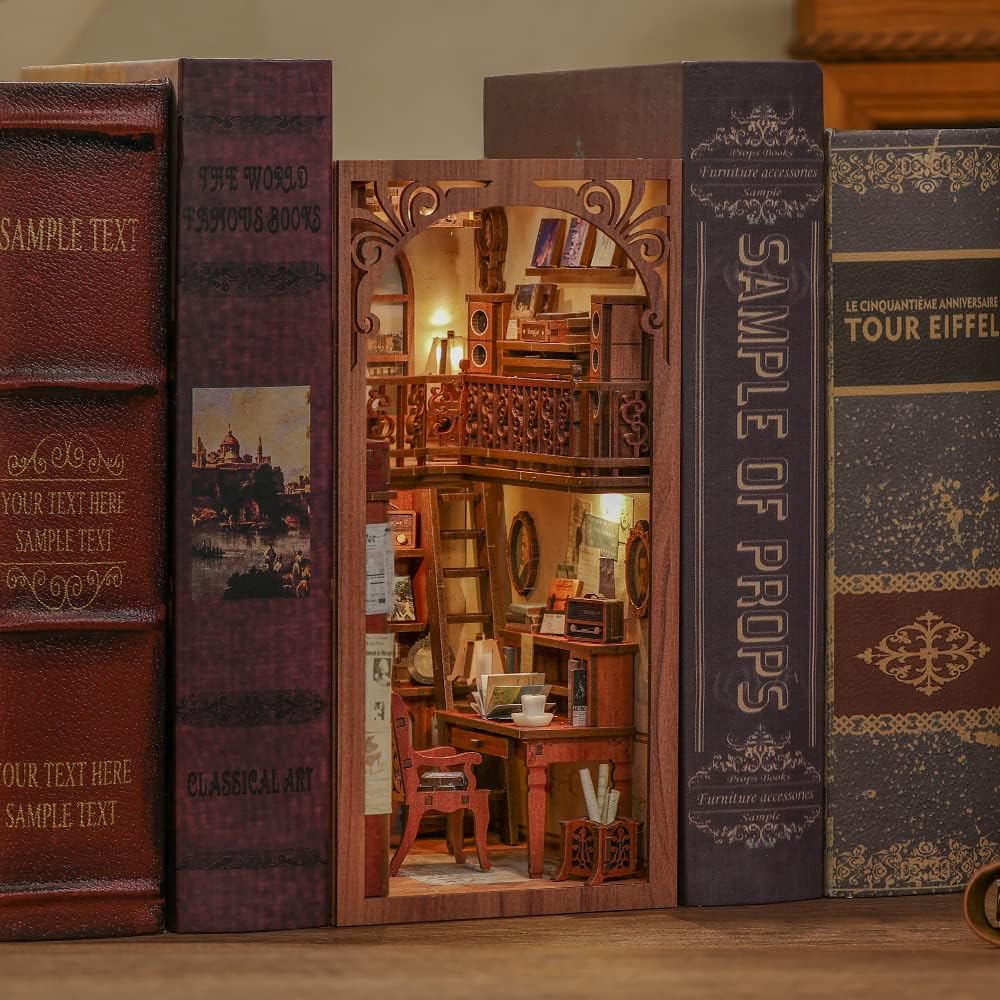 Thumbnail 3 de CUTEBEE DIY Book Nook Kit – Kit de maison de poupées miniatures avec lumière LED et meubles