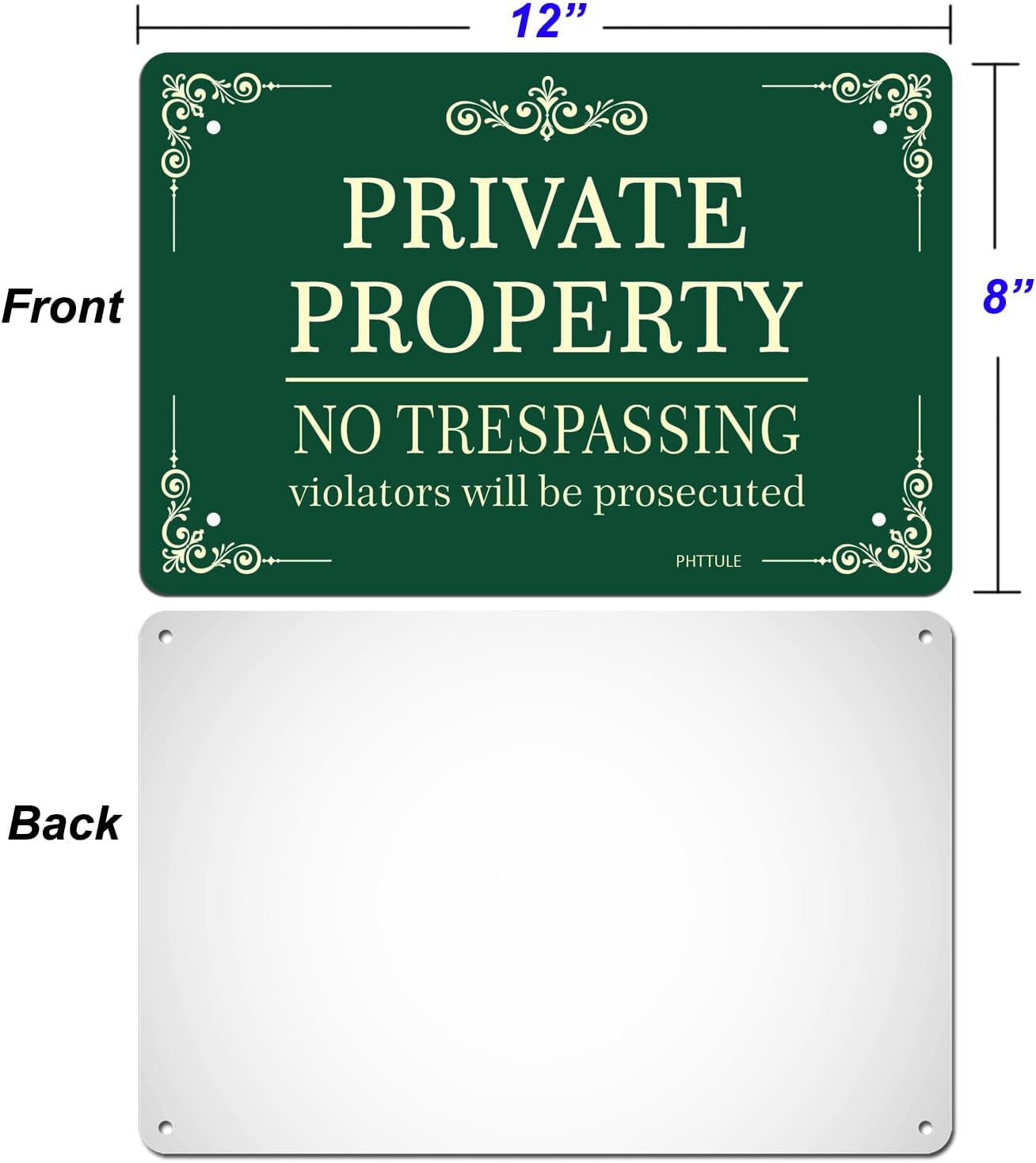 Detalle de PHTTULE No Trespassing Sign 8 x 12 Inches