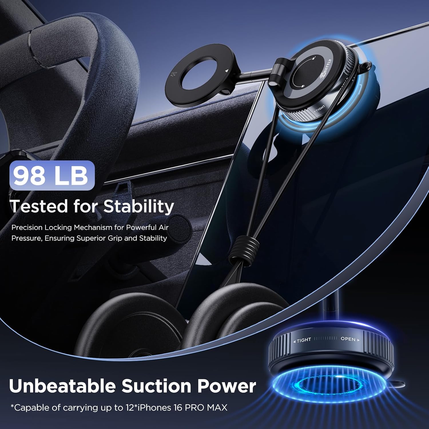 Detalle 1 de MSXTTLY Vacuum Magnetic Phone Holder for Car