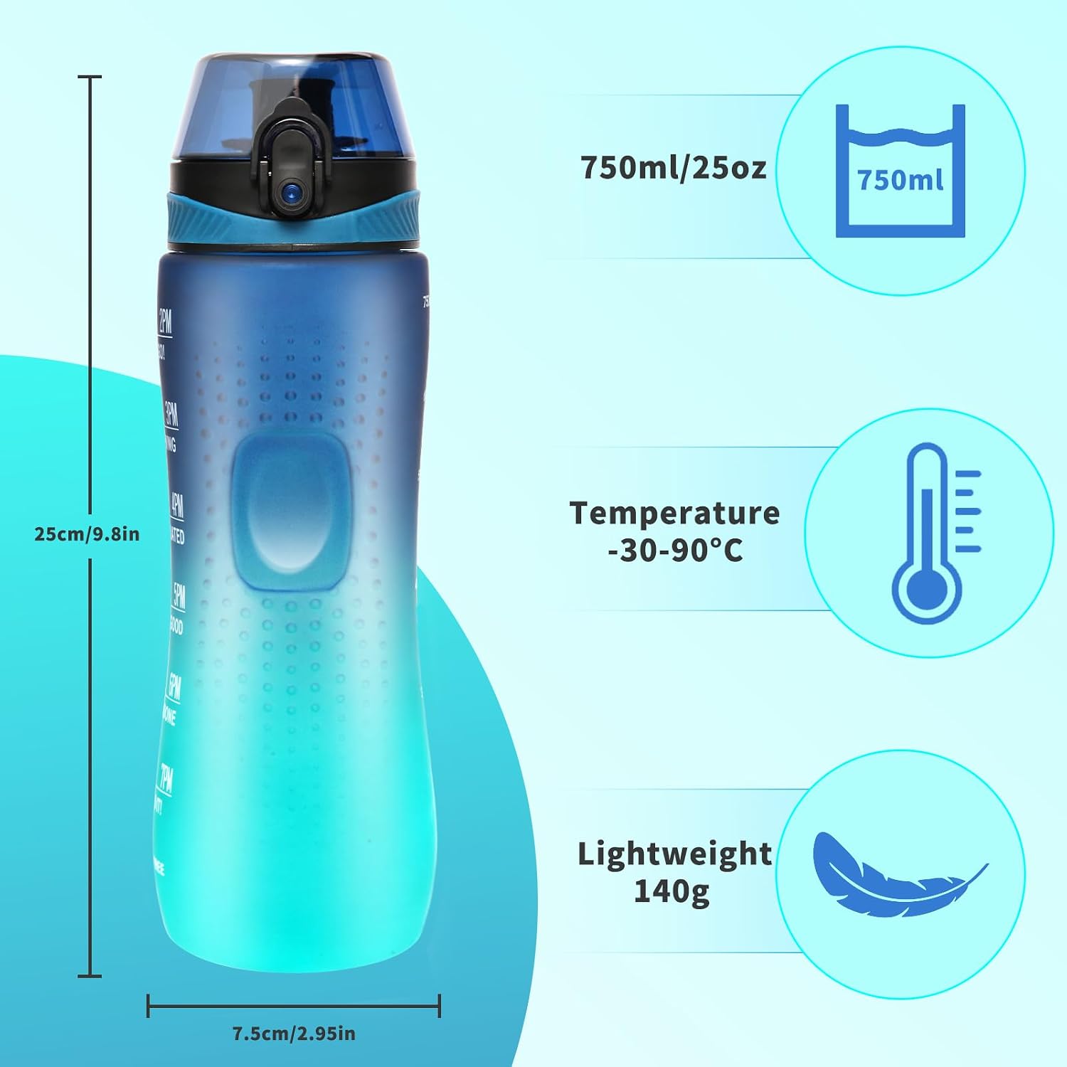 Thumbnail 4 de Binudum Trinkflasche Motivations Wasserflasche 750 ml