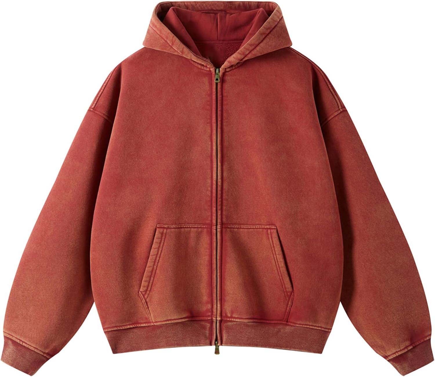 Thumbnail 6 de HOUZONIY Herren Fleece-Kapuzenpulli mit durchgehendem Reißverschluss – Oversized Zip Hoodie Y2k Hip Hop Stil