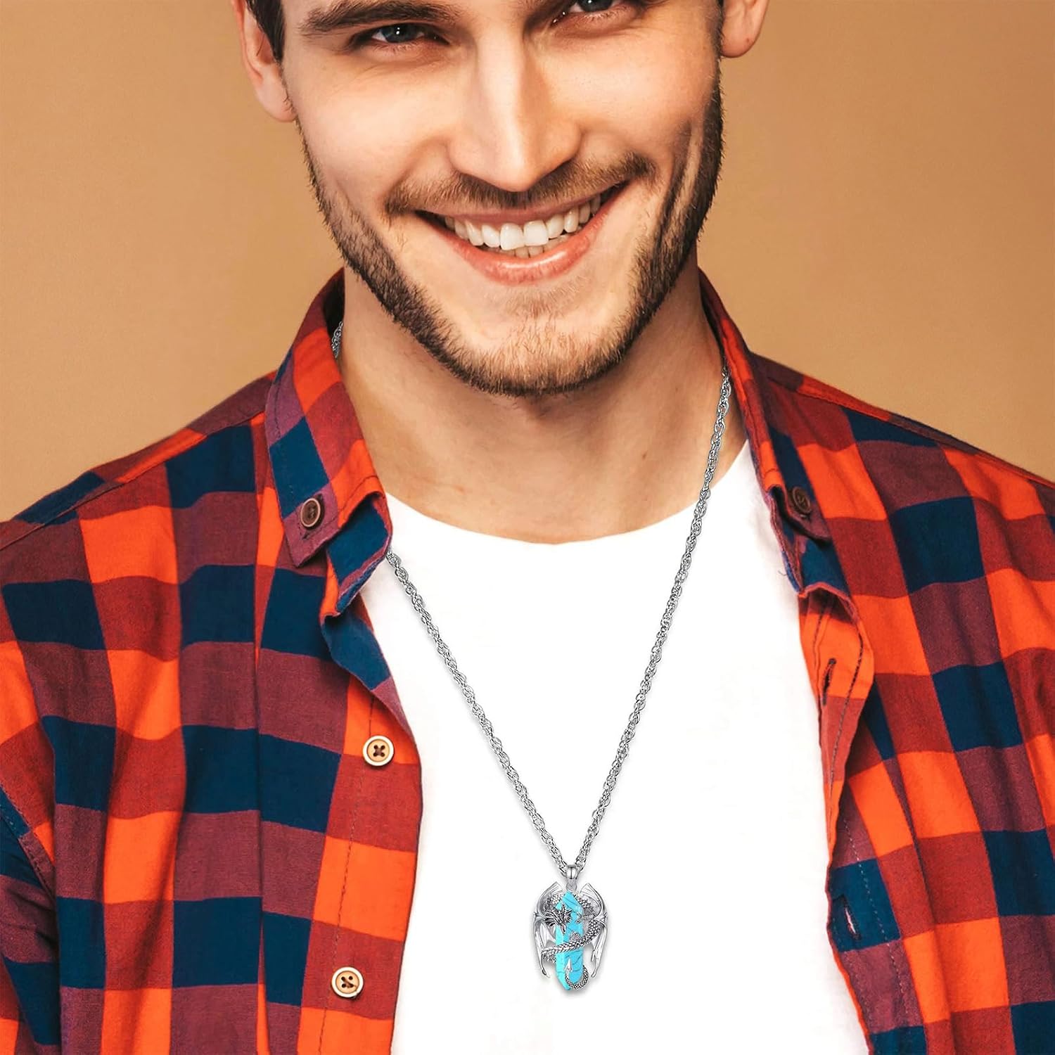 Thumbnail 3 de INFUSEU Kristall Drachen Kette Nordischer Drache
