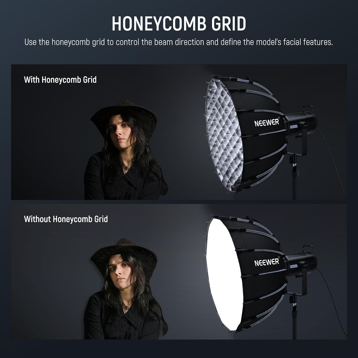 Detalle 2 de NEEWER Parabolic Softbox Kit (23.6in) with Bowens Mount + Diffusion Layers