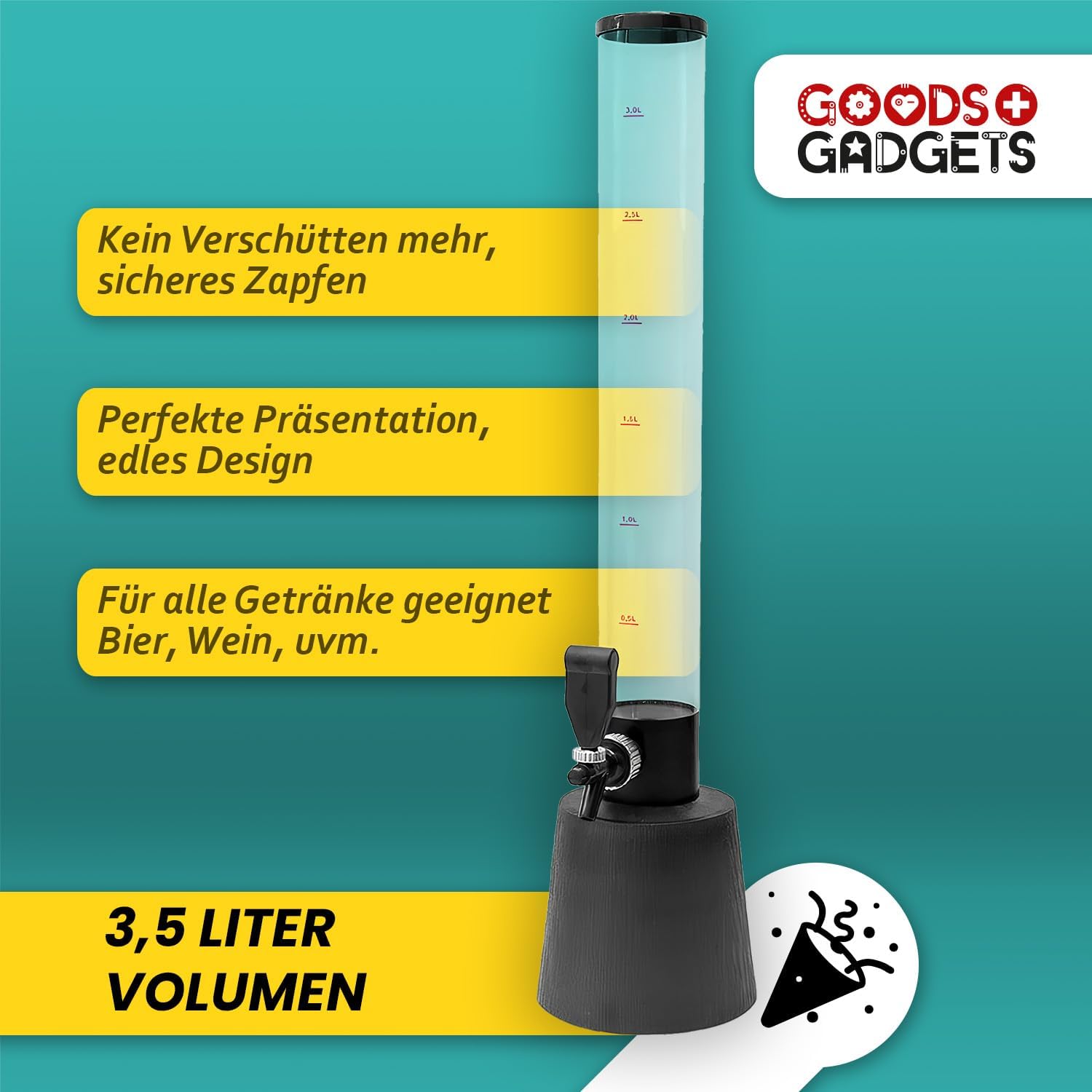Detalle de Bierzapfanlage & Biersäule 3,5L – Premium Getränke-Spender für Party-Highlights
