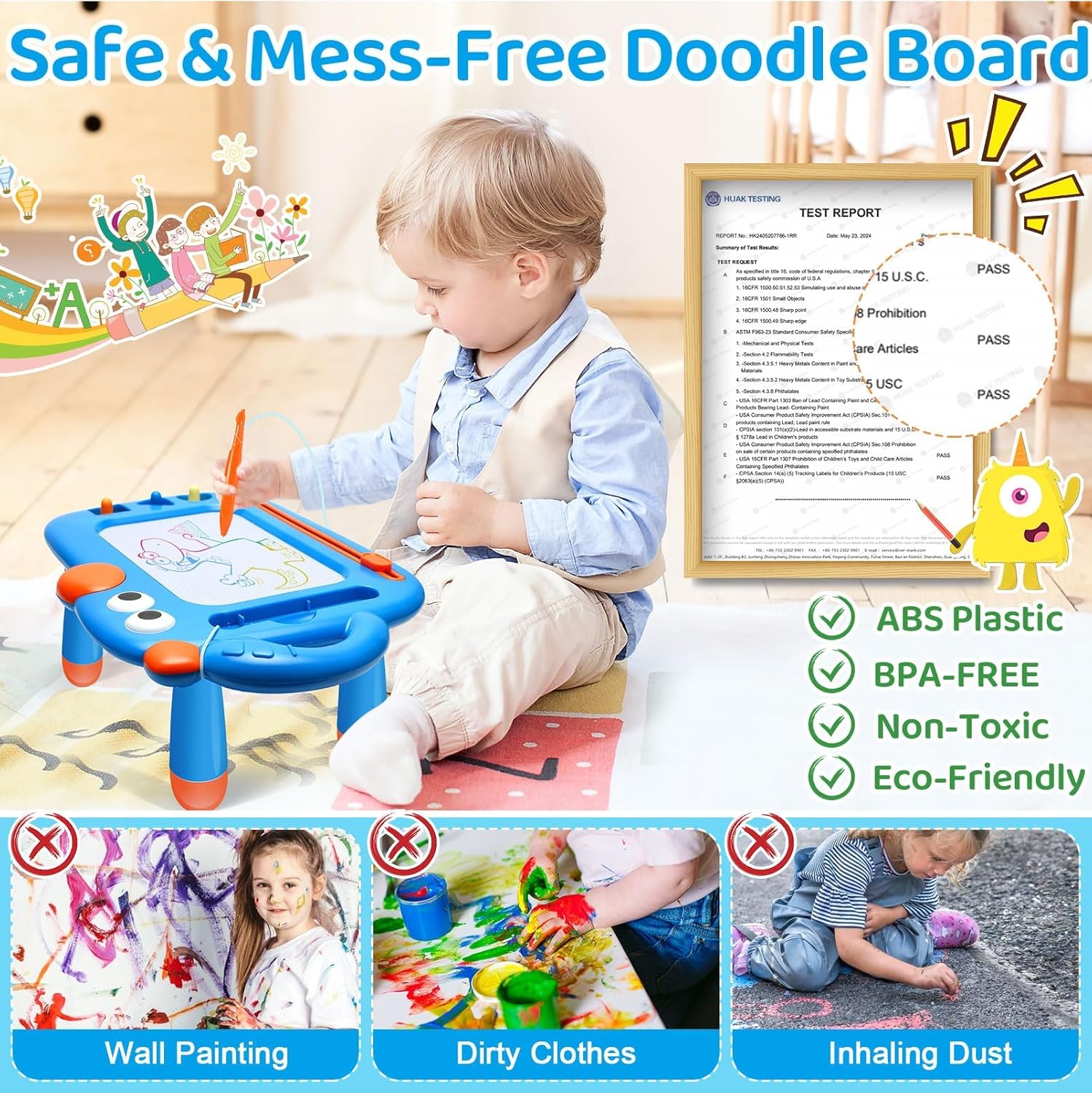 Detalle de Magnetic Drawing Board Kids (Large Magic Magnet Drawing Pad) – Blue-A