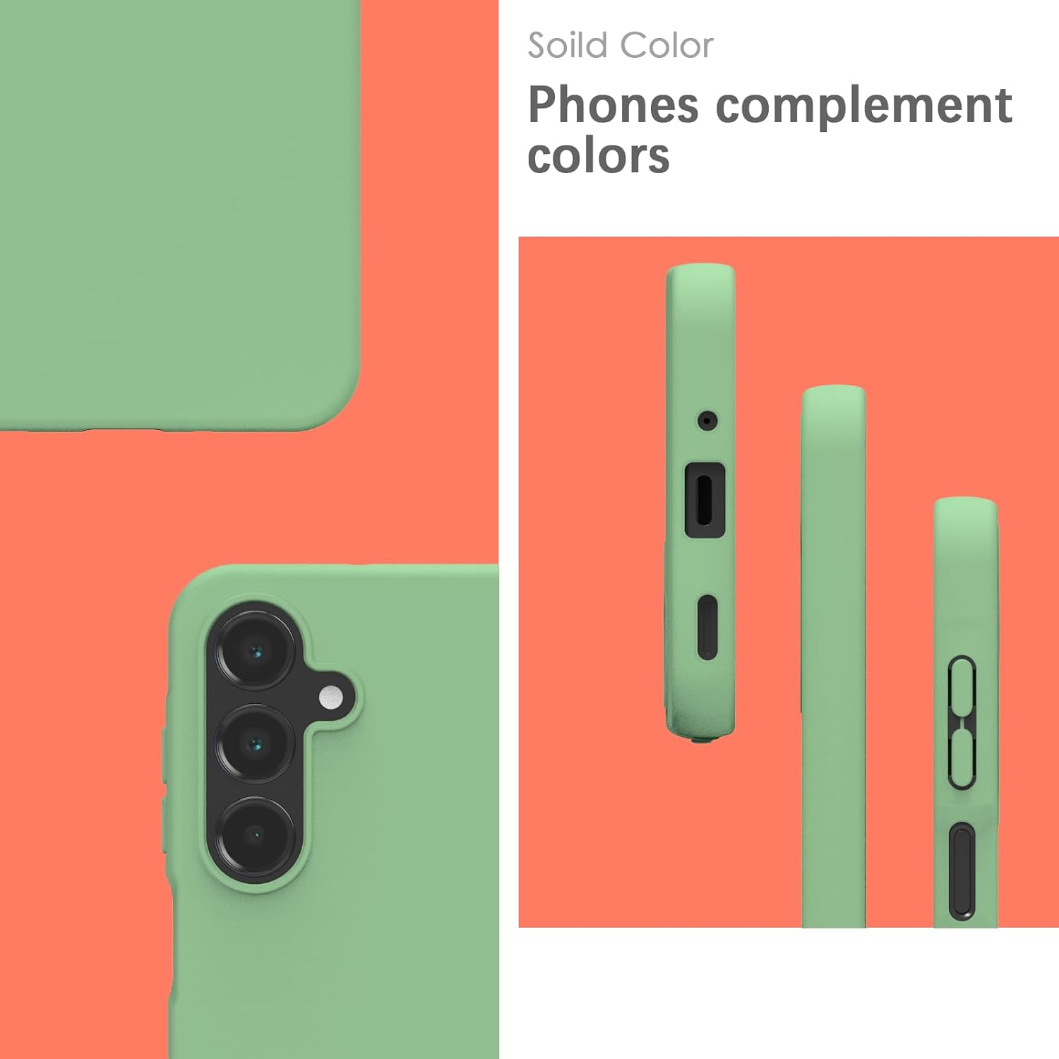 Detalle de YATWIN Silicone Case for Samsung Galaxy A16 5G (Soft-Touch, Shockproof, DustProof) – Mint Green