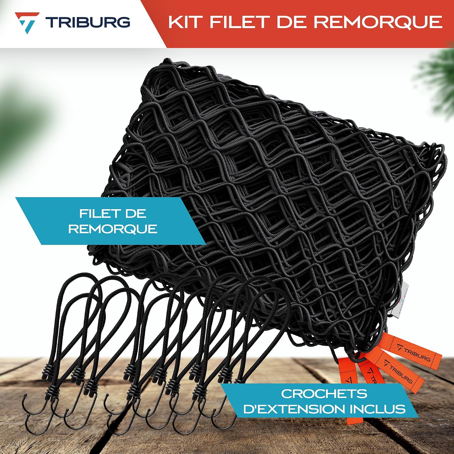 Detalle 2 de TRIBURG Filet de remorque extensible 2x3 m à 3x4 m avec 12 crochets d’extension
