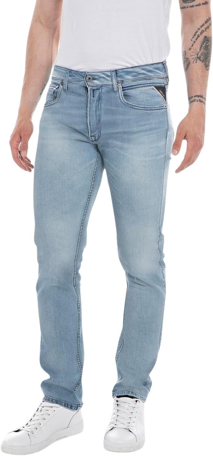 Detalle de Replay Grover Straight-Fit Jeans mit Comfort Stretch – zeitloser Alltagsbegleiter