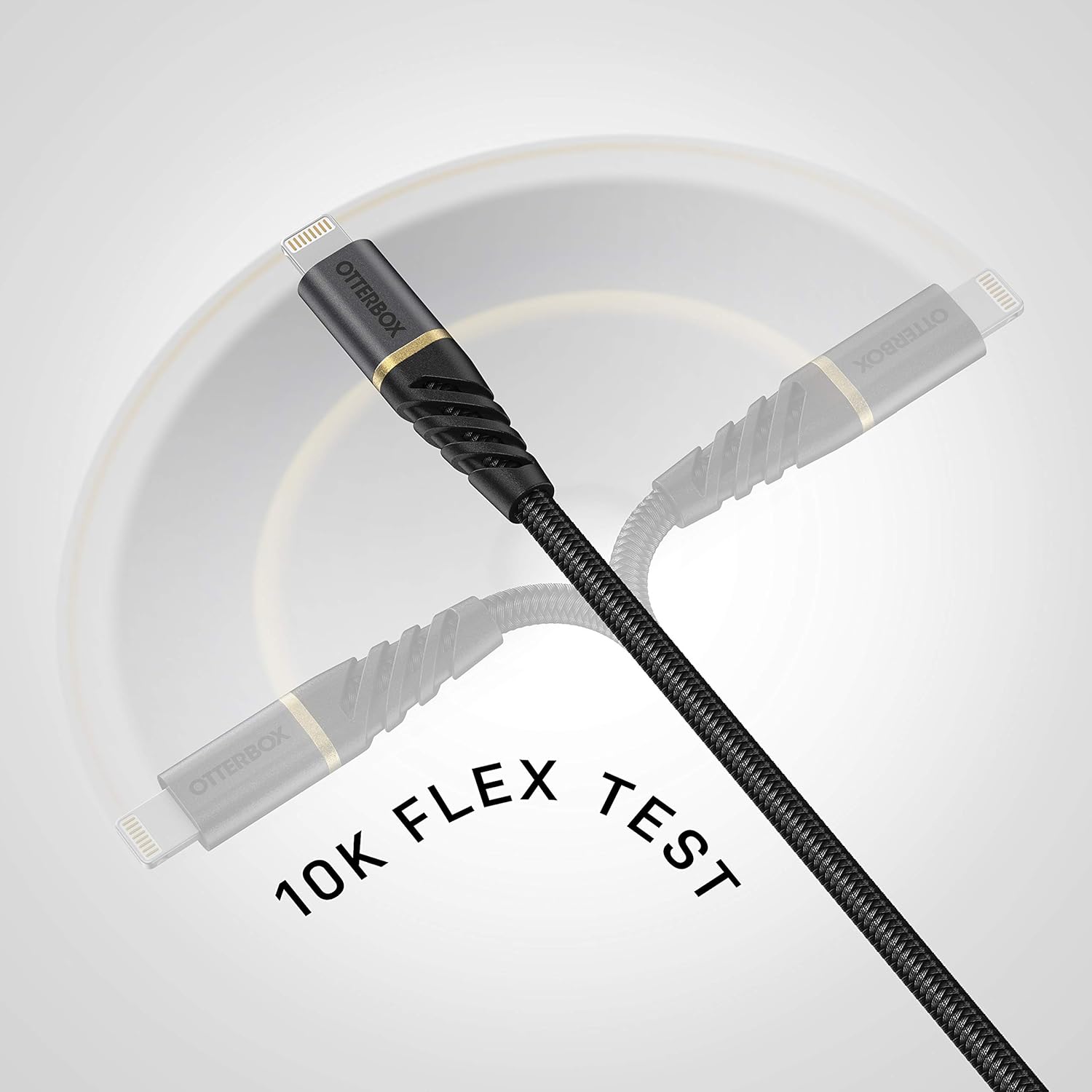 Thumbnail 2 de OtterBox verstärktes, umflochtenes USB-A auf Lightning Premium-Kabel (MFi, 1 m) – Schwarz