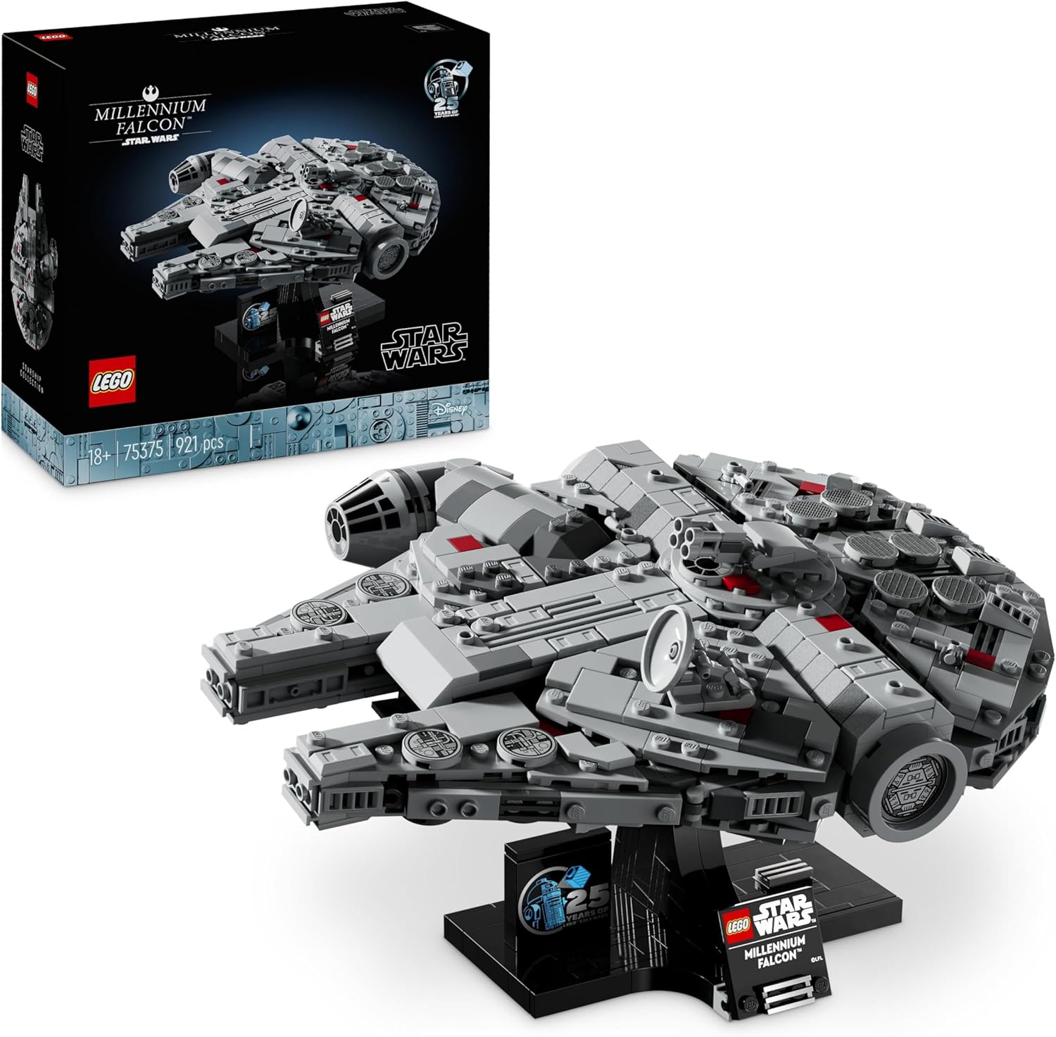 Detalle de LEGO Star Wars 75375 Millennium Falcon – Set da Costruire per Adulti, Esposizione e Targhetta inclusa