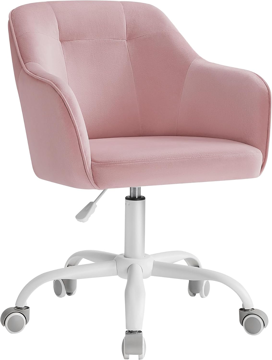 Detalle de SONGMICS Sedia da Studio in Casa OBG019P02: Sedia Girevole Regolabile in Altezza, 110 kg, Rivestimento in velluto, Rosa gelatina