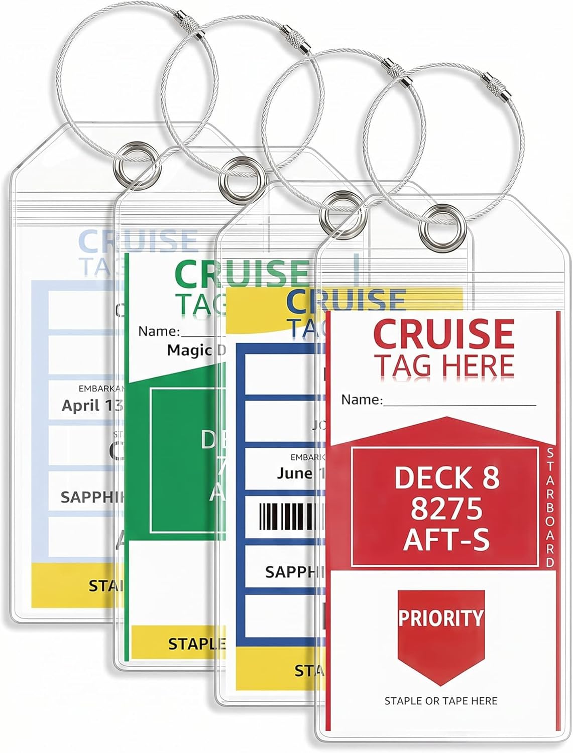 Lammcou XXL Kreuzfahrt-Gepäckanhänger aus PVC – Wasserdicht, transparent, mit verschraubbarem Metallband (6er Pack, 19 × 11 cm)