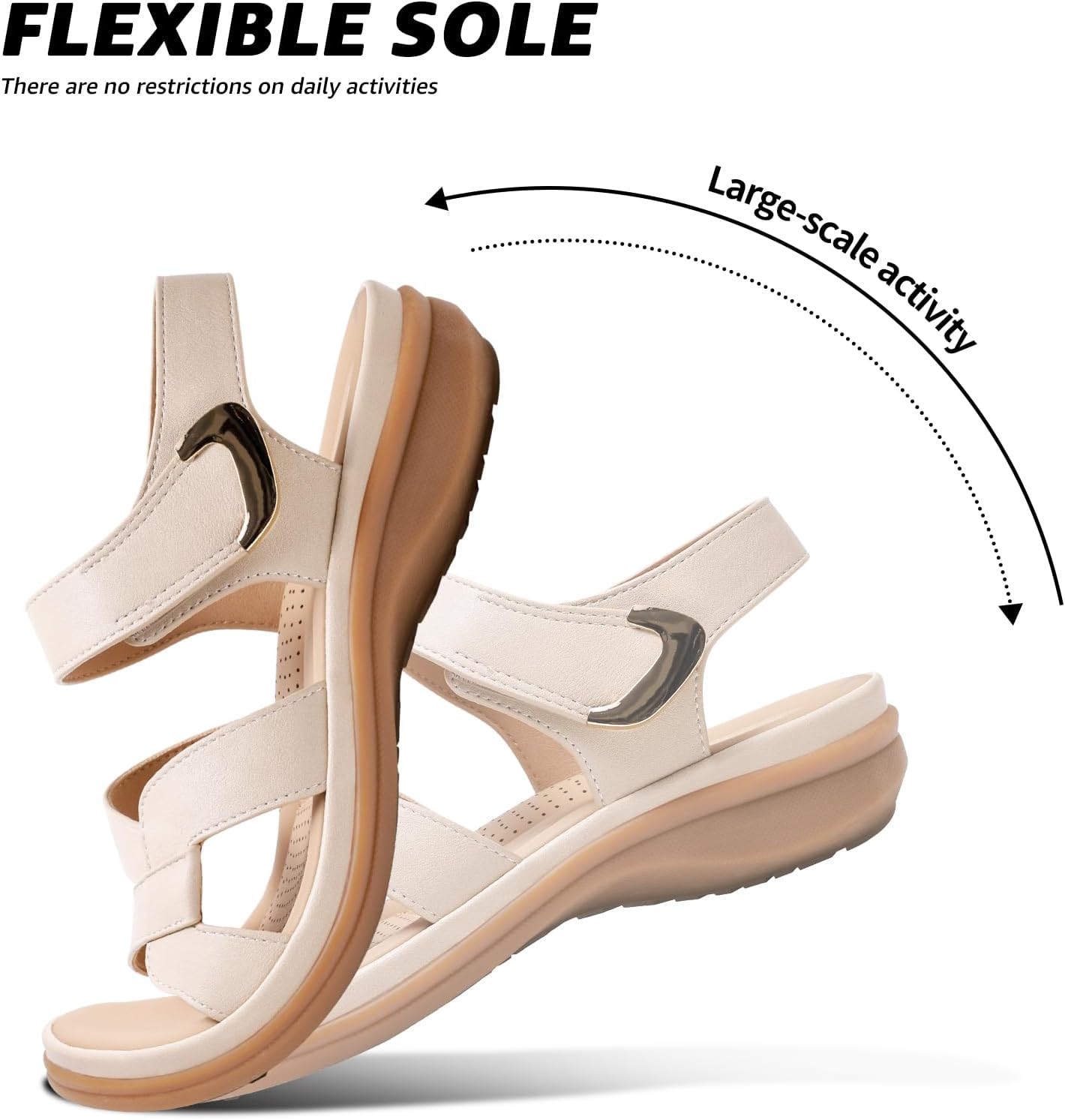 Detalle de Sandalen Damen Sommer Freizeit Flach Sandaletten – Bequem & Vielseitig