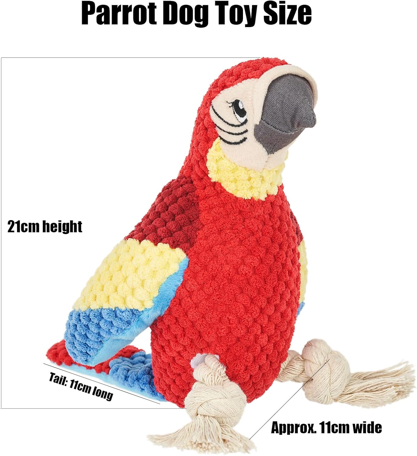 Thumbnail 1 de YUDOTE Squeaky Parrot Dog Toy for Puppies with Rope Legs (Red) – Soft plush & interactive chew