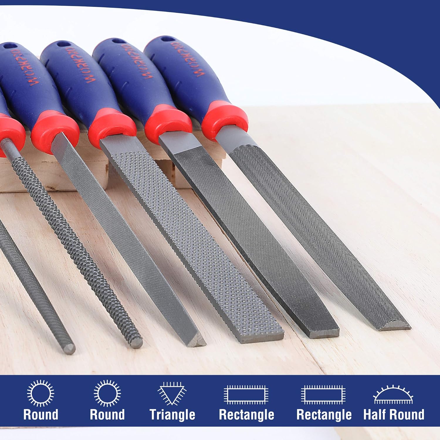 Thumbnail 2 de WORKPRO 200 mm Wood Rasp & Metal File Set (6-Piece) with Soft-Grip Handles