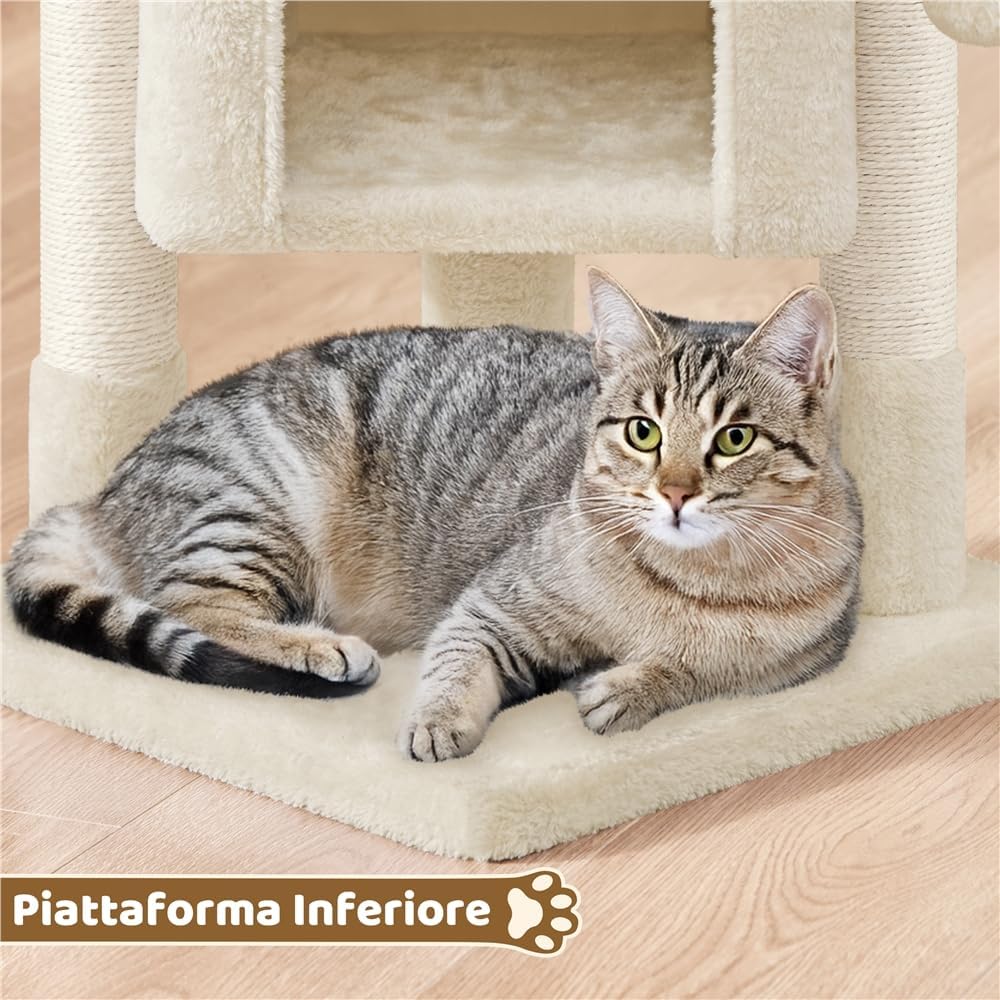Thumbnail 5 de Yaheetech Tiragraffi Albero per Gatti con Posatoio Grande – 59 cm, Beige