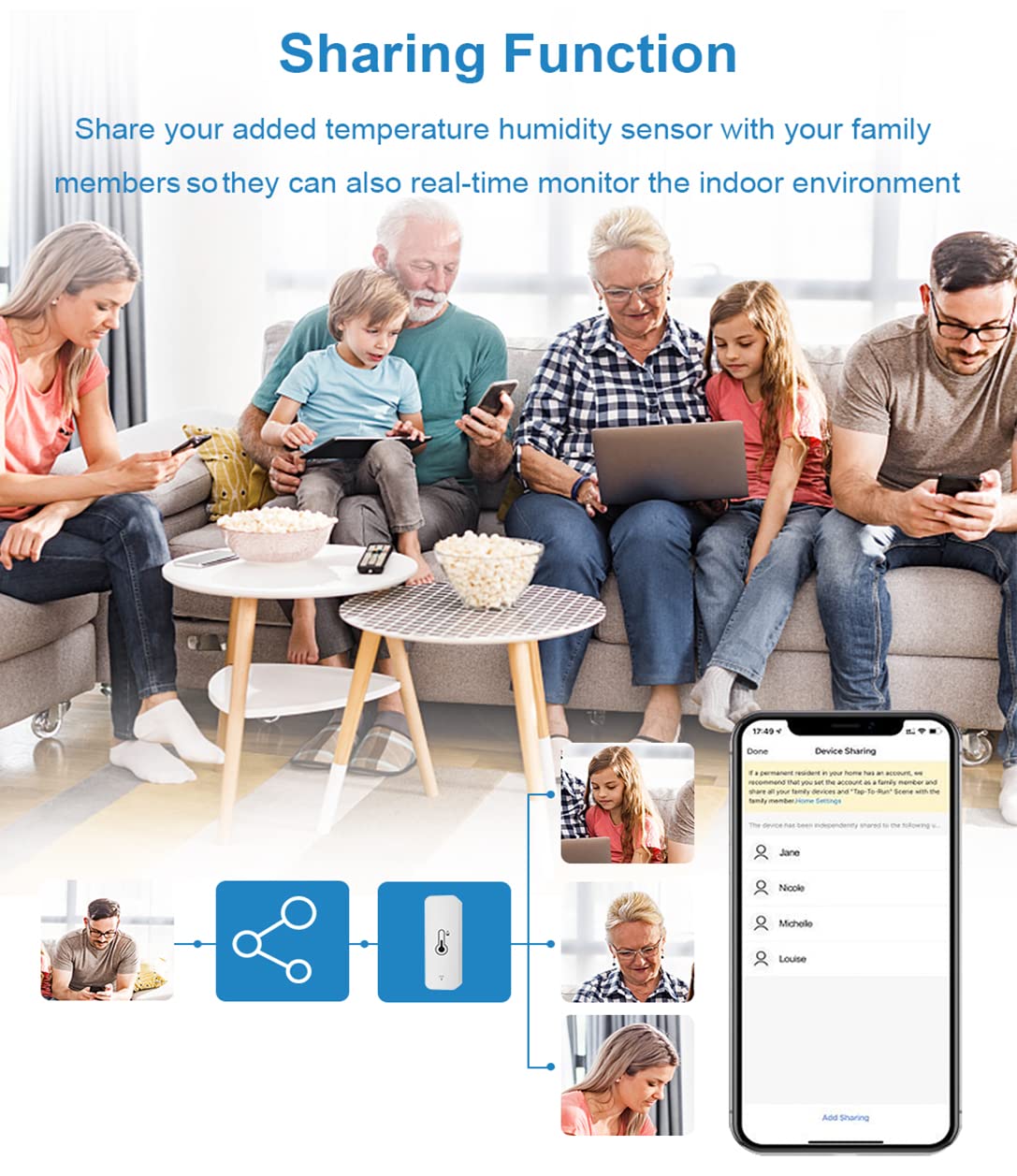 Thumbnail 6 de Termometro igrometro smart WiFi: sensore mini per temperatura e umidità con controllo remoto e Alexa