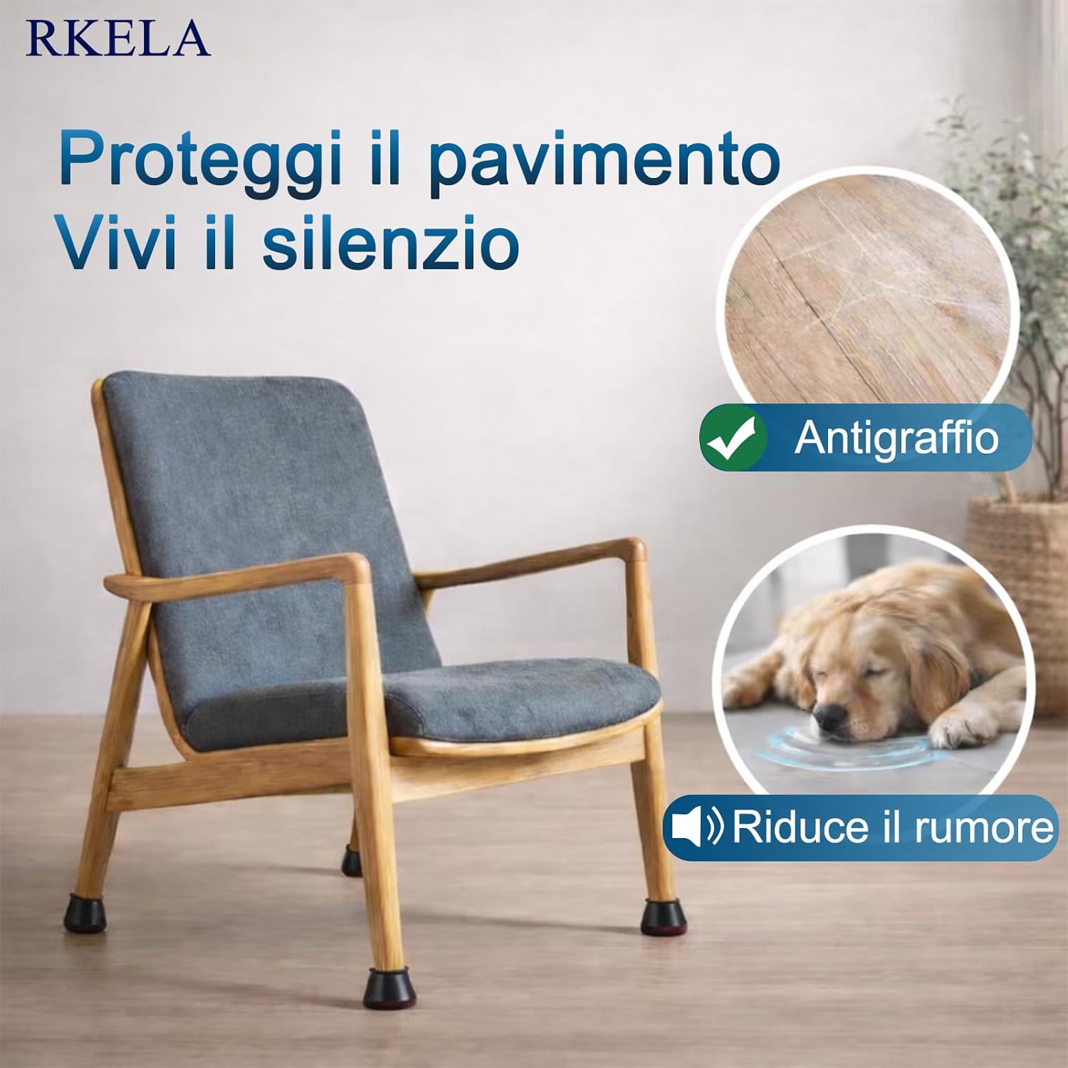 Thumbnail 1 de Gommini per sedie rotonde con feltro aggiornato ispessito e feltrini, 16 pezzi (nero)