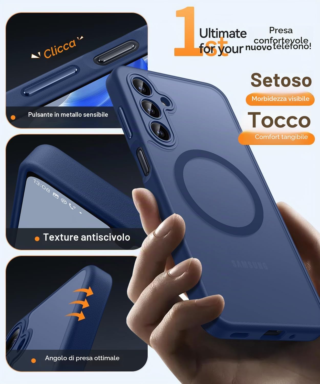 Thumbnail 6 de CANSHN Cover magnetica per Samsung Galaxy A16 (6.7') - Protezione fotocamera completa, Blu Profondo