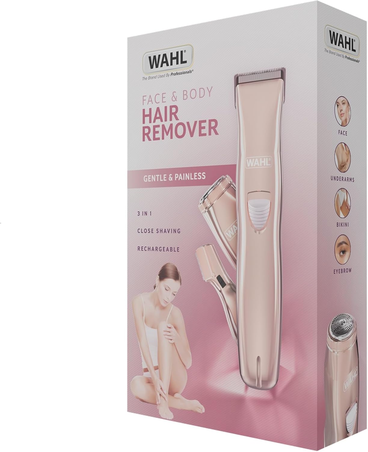 Detalle de WAHL Ladies Face & Body Hair Remover: rasoio 3 in 1 per una depilazione delicata e praticità in viaggio