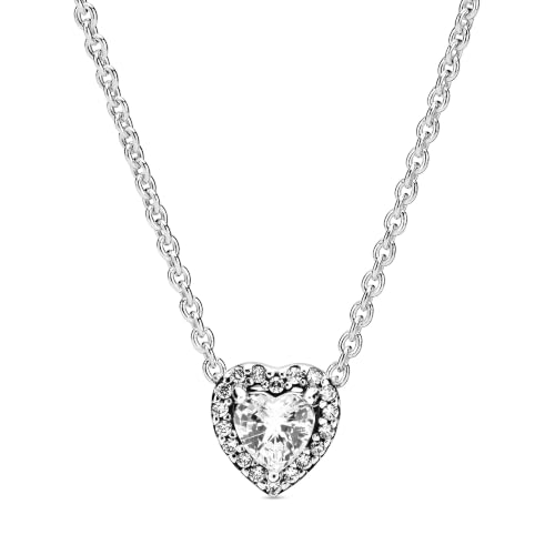 Detalle de Pandora Halskette 398425C01-45: Sterling Silber, Herz in Relief