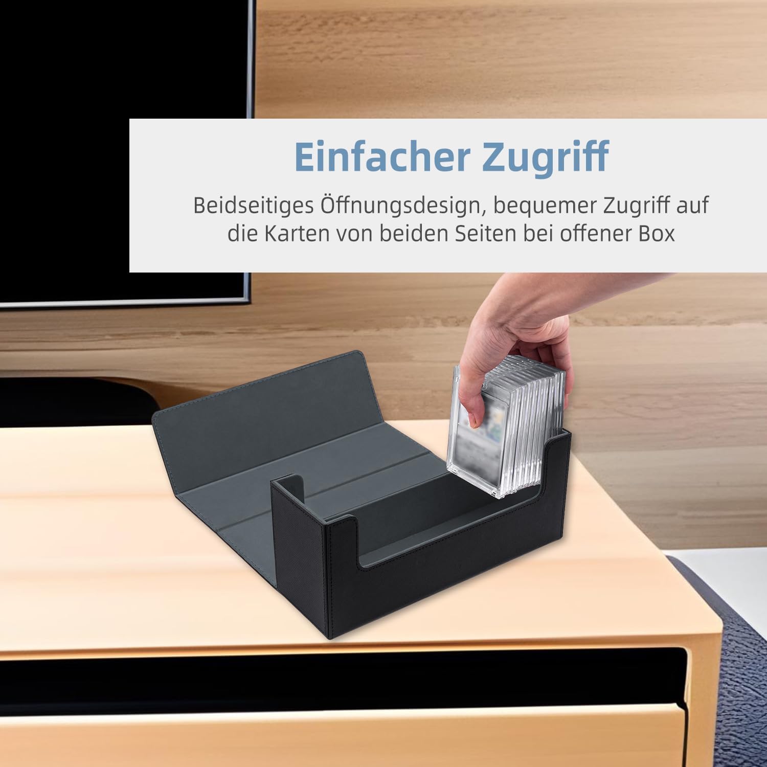 Thumbnail 5 de Tolesum Card Deck Box für MTG – magnetische Kartenbox aus PU-Leder (für 580+ Sammelkarten, schwarz/grau)